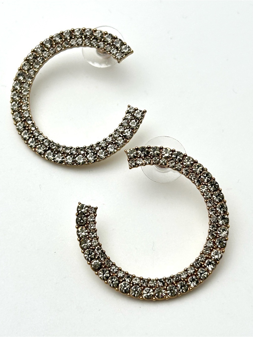 J. Crew Gray Jeweled “C” Earrings